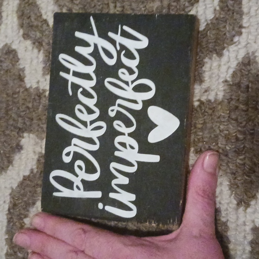 Shelf sign that is perfect accessory for any home. Handmade, Black white letters - Picture 2 of 3